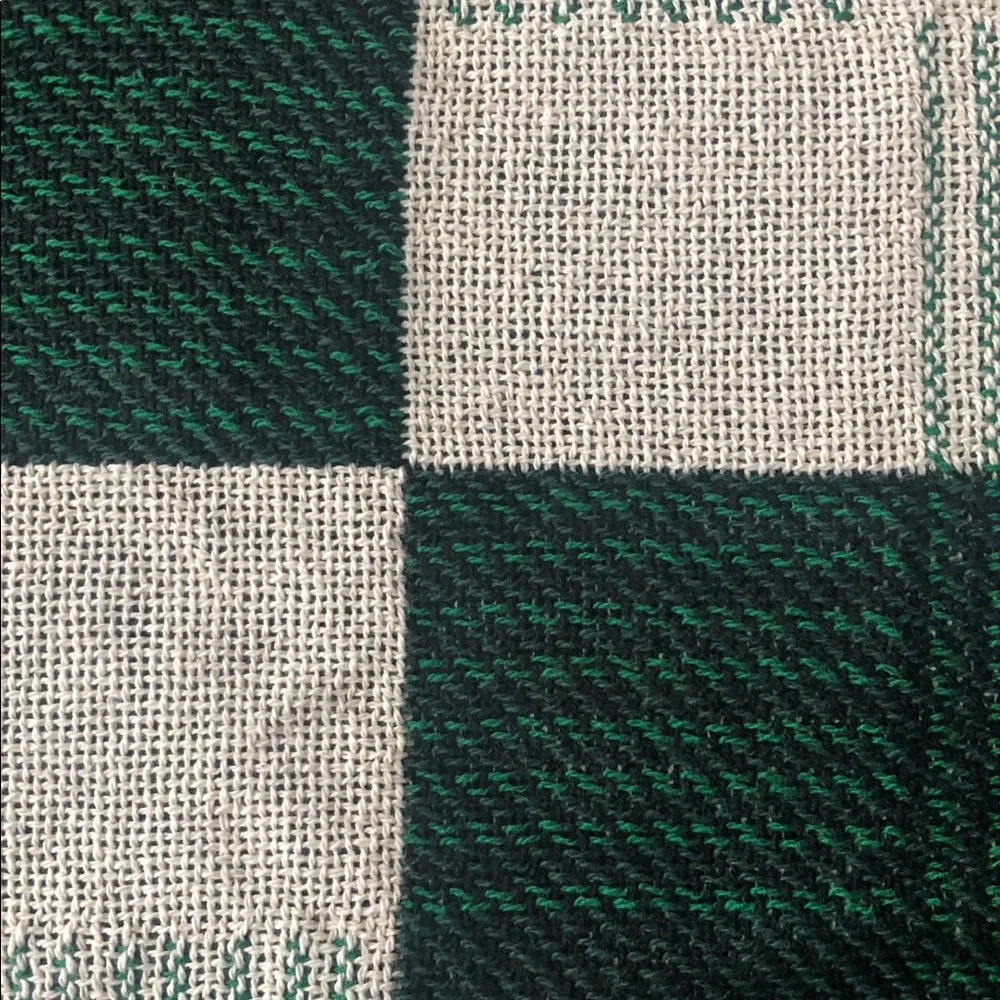 Green Cream Squares 100% Finest Quality Cotton Throw / Bedspread Blanket 50